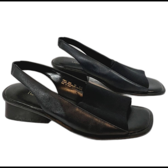 Laura Scott Women's 6M Fabula Black Open Toe Slingback Chunky Heel Sandals NEW - Picture 2 of 6
